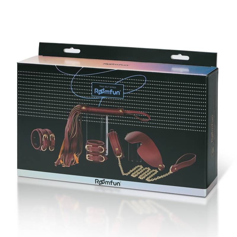 8 Pc Deluxe Bondage Play Kit Burgundy Gold-ZW-077A