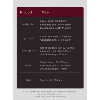 8 Pc Deluxe Bondage Play Kit Burgundy Gold-ZW-077A