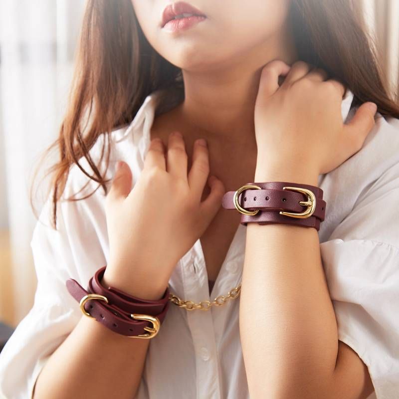 8 Pc Deluxe Bondage Play Kit Burgundy Gold-ZW-077A