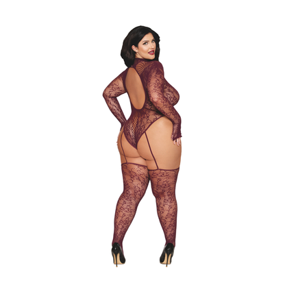 Dreamgirl Teddy Body Stocking Burgundy-0532-BURG-O/S