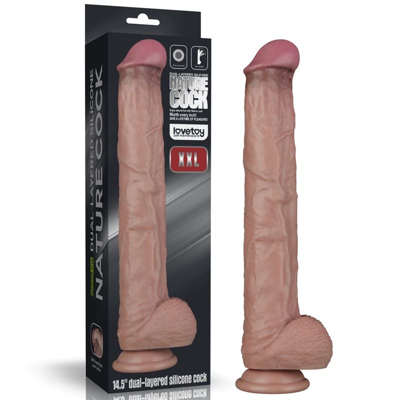 14.5in Dual Layered Bendable Silicone Cock XXL-LV411301