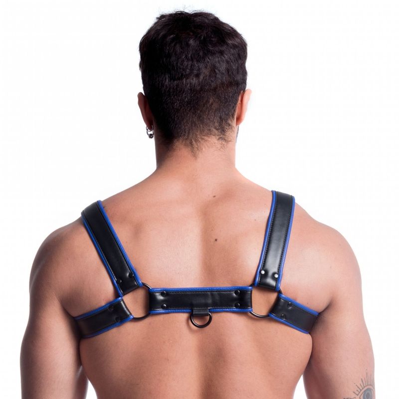 Vegan Bulldog Harness Black and Blue-SF-23389-BLK/BLU-L/XL
