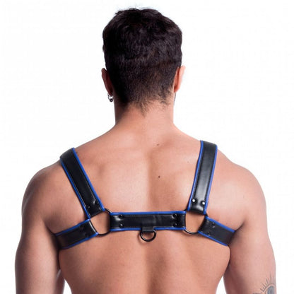 Vegan Bulldog Harness Black and Blue-SF-23389-BLK/BLU-L/XL