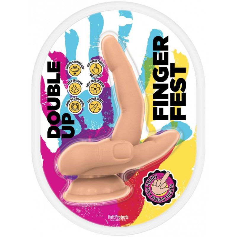 Finger Fest Dildo Double Up Flesh-HP-3276