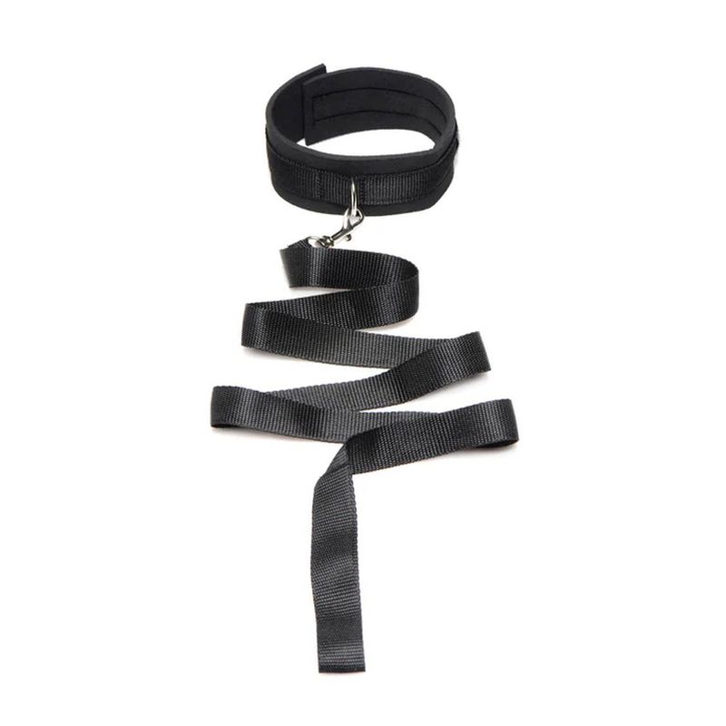 Neoprene Collar And Leash Set Black-VE983