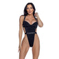 PlayBoy Black High-Leg 1 Pc Swimsuit with Rhinestone Logo-PBS106-Blk-XS