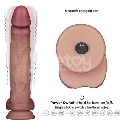 Vibrating Sliding Skin Pro II Silicone Dong 10in-LV417114