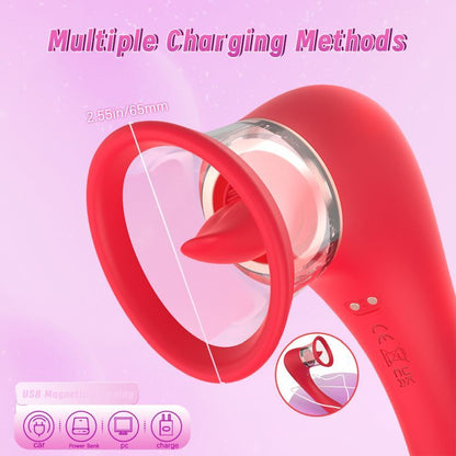 3-in-1 Sucking Licking Vibrating Vaginal Stimulator-SHD-S608