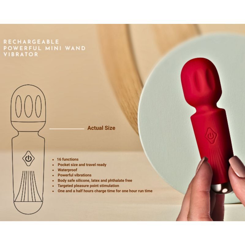 Rechargeable Mini Wand Azalea Red-16MWARRD
