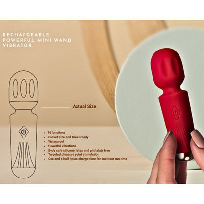 Rechargeable Mini Wand Azalea Red-16MWARRD