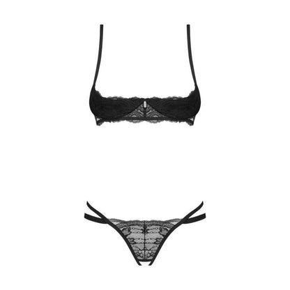 Nutris 2 Pc Crotchless Bra Panty Set-9429-BLK-XS/S