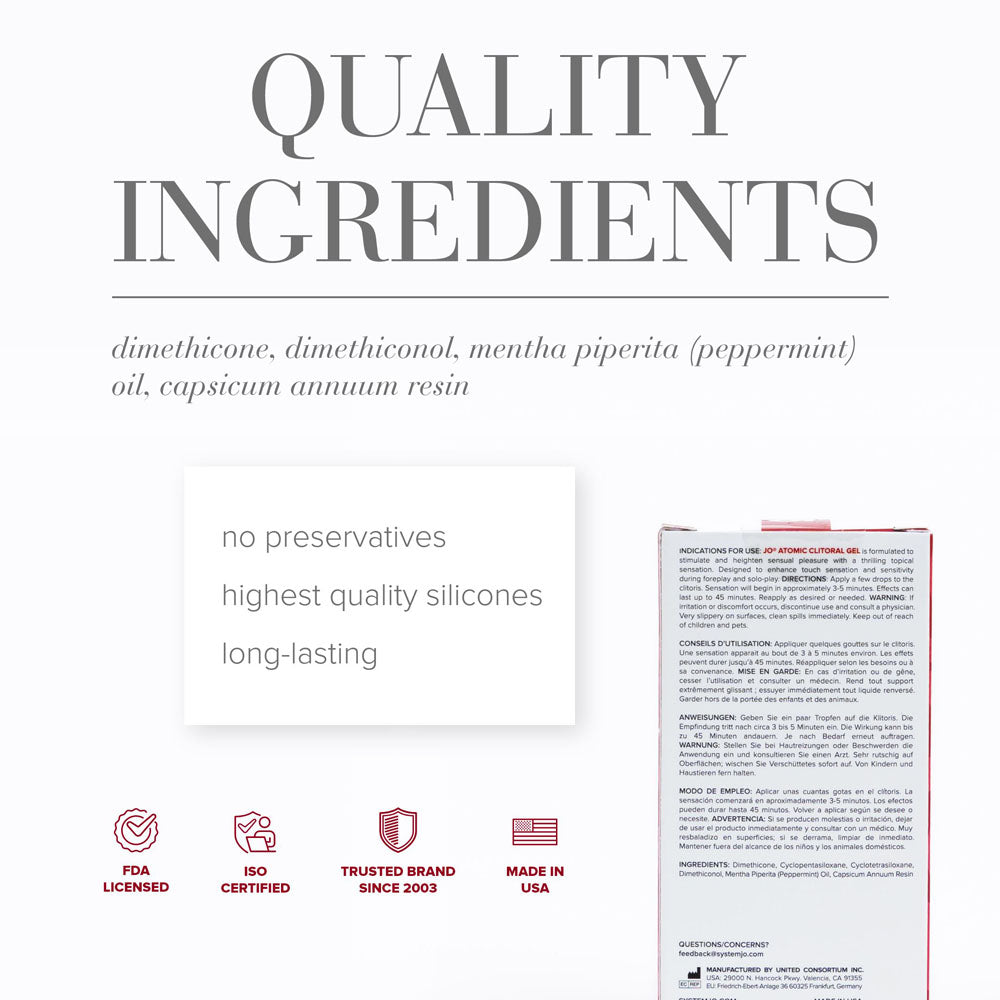 JO Atomic Clitoral Gel - Stimulating Gel for Women - 10 ml Tube-40179