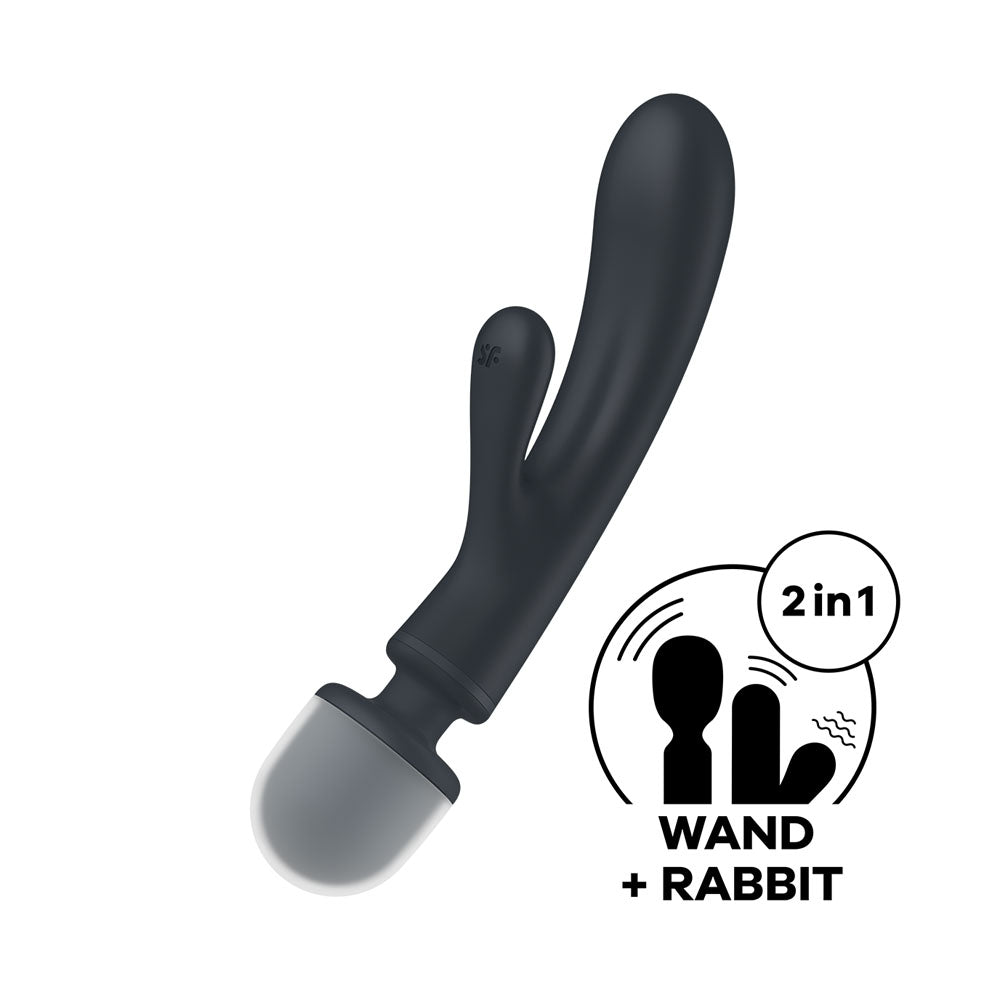 Satisfyer Triple Lover - Grey USB Rechargeable Rabbit Vibrator and Massage Wand-4018201