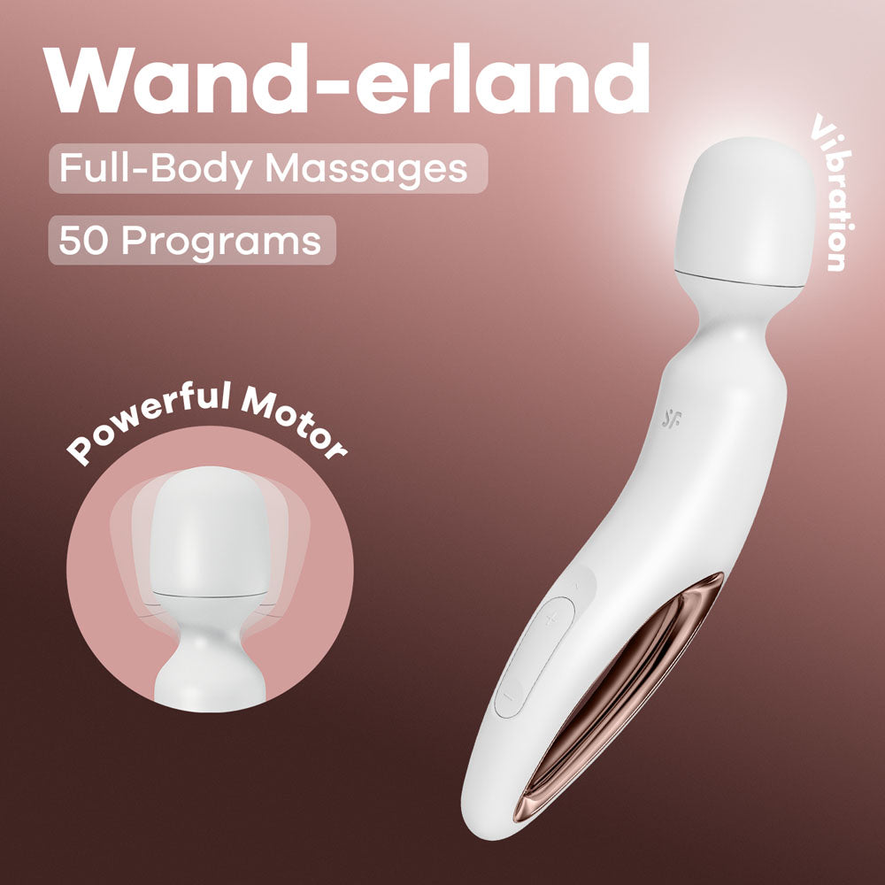 Satisfyer Wand-erland - White - White/Rose Gold USB Rechargeable Massage Wand-4018577