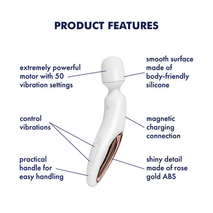 Satisfyer Wand-erland - White - White/Rose Gold USB Rechargeable Massage Wand-4018577