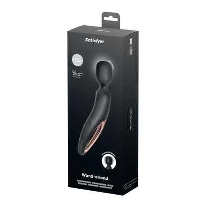 Satisfyer Wand-erland - Black - Black/Rose Gold USB Rechargeable Massage Wand-4018584