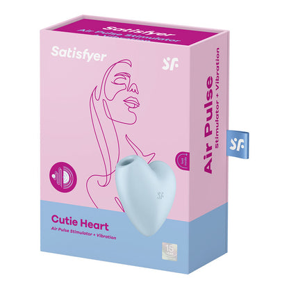 Satisfyer Cutie Heart - Blue - Blue USB Rechargeable Air Pulsation Stimulator with Vibration-4037271