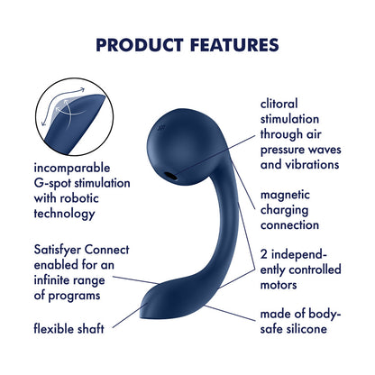 Satisfyer Pro+ Wave 4 - Blue USB Rechargeable Vibrator with Air Pulse Stimulation and App Control-4044163