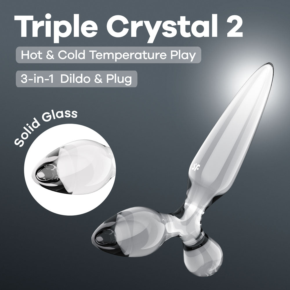 Satisfyer Triple Crystal 2 - Clear - Clear Glass 3-in-1 Butt Plug-4045696