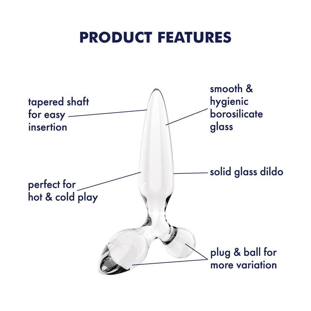 Satisfyer Triple Crystal 2 - Clear - Clear Glass 3-in-1 Butt Plug-4045696