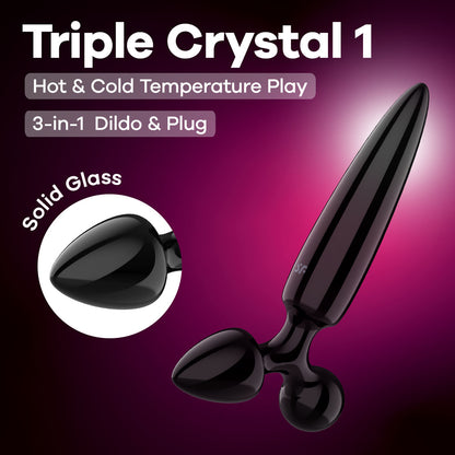 Satisfyer Triple Crystal 1 - Black - Black Glass 3-in-1 Butt Plug-4045948