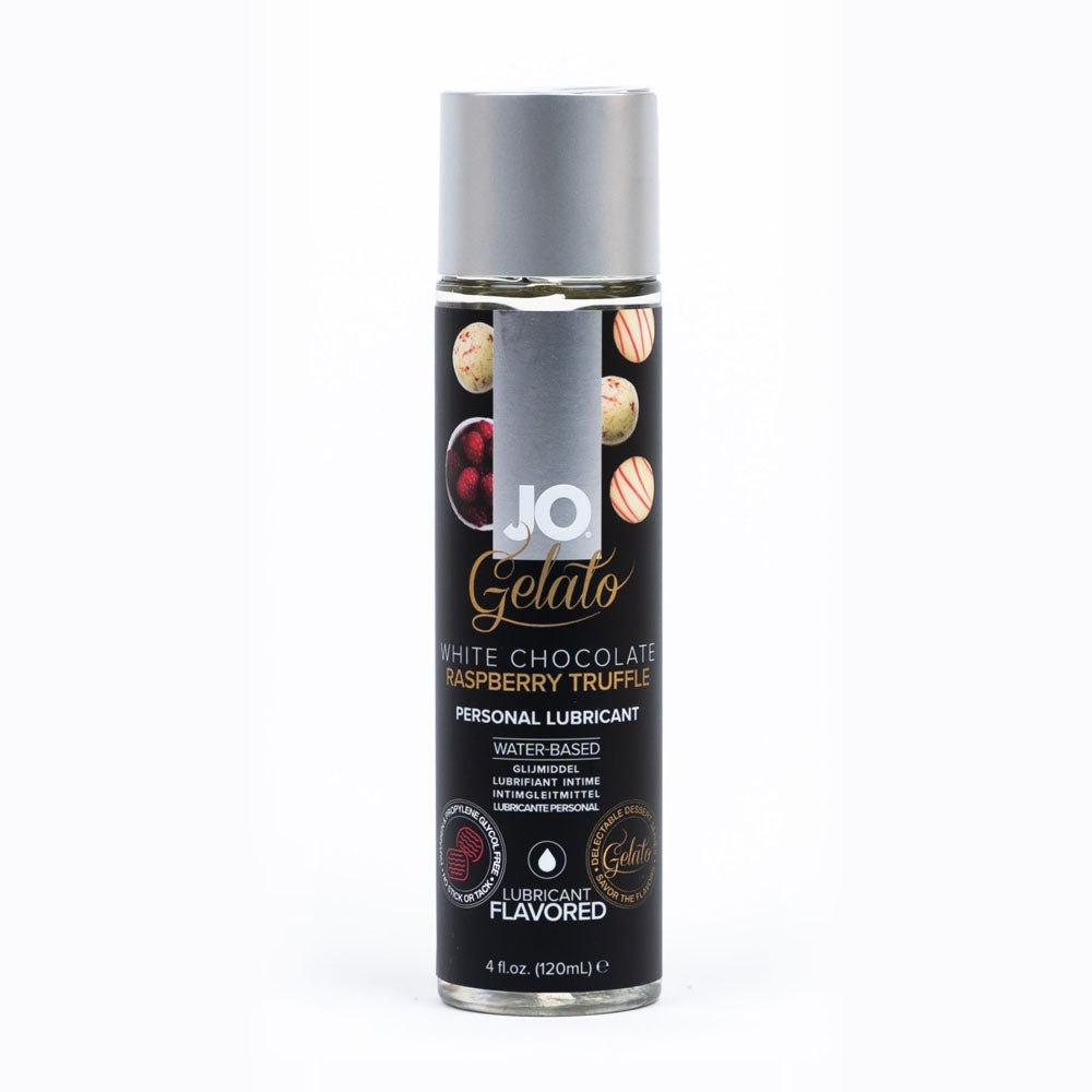 JO Gelato White Chocolate Raspberry Lube - 120 mL - White Chocolate Raspberry Flavoured Water Based Lubricant - 120 ml Bottle-40486