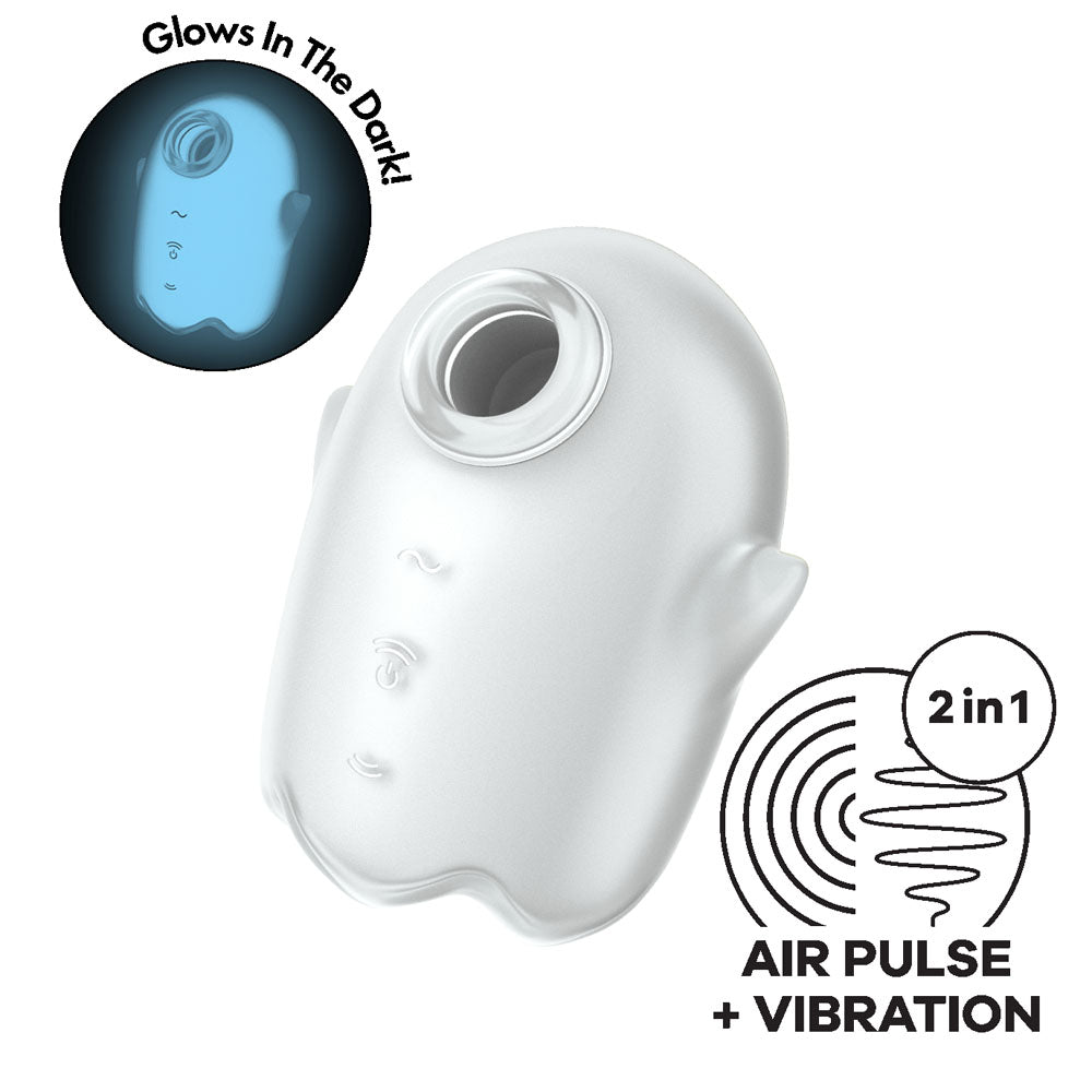 Satisfyer Glowing Ghost - White - Glow in Dark White USB Rechargeable Air Pulse Stimulator
