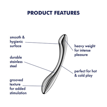 Satisfyer Pure Gravity 1 - Chrome Steel 22 cm Dildo-4066981