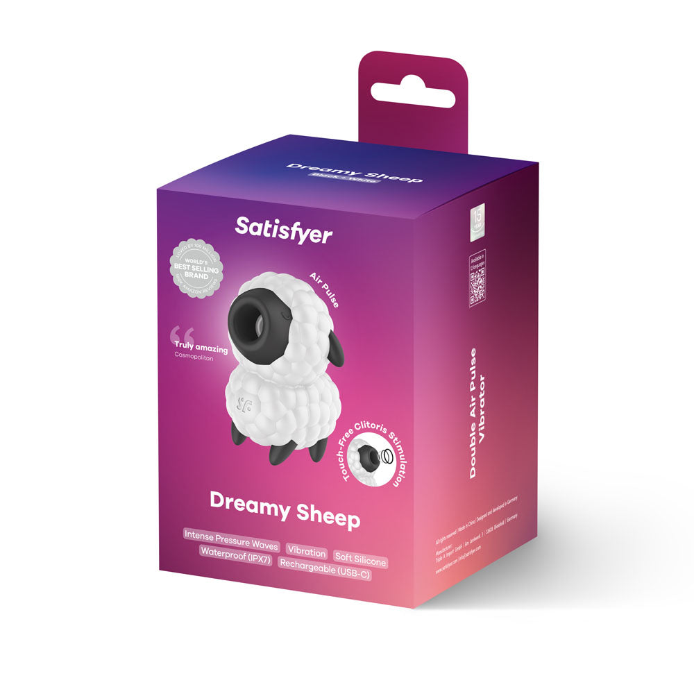 Satisfyer Dreamy Sheep - White/Black USB Rechargeable Vibrating Air Pulse Stimulator-4080628
