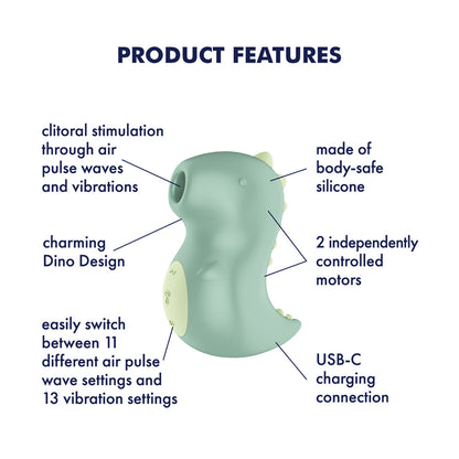 Satisfyer Din-OOOH - Mint Green USB Rechargeable Air Pulse Stimulator-4081328