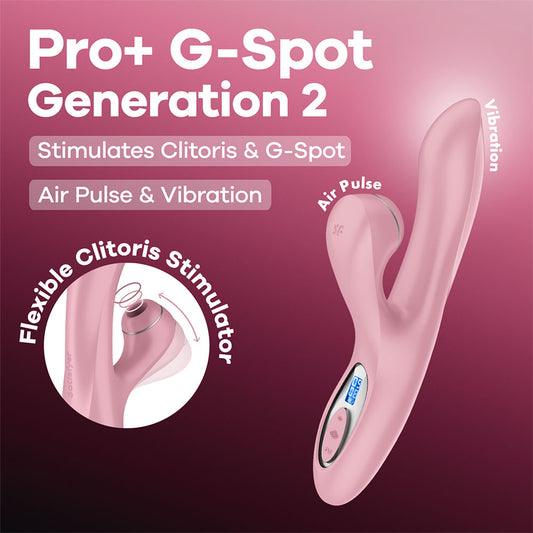 Satisfyer Pro + G-Spot - Pink - Rose Pink 22 cm USB-C Rechargeable Rabbit Vibrator with Touch-Free Clitoral Stimulator - 4082004