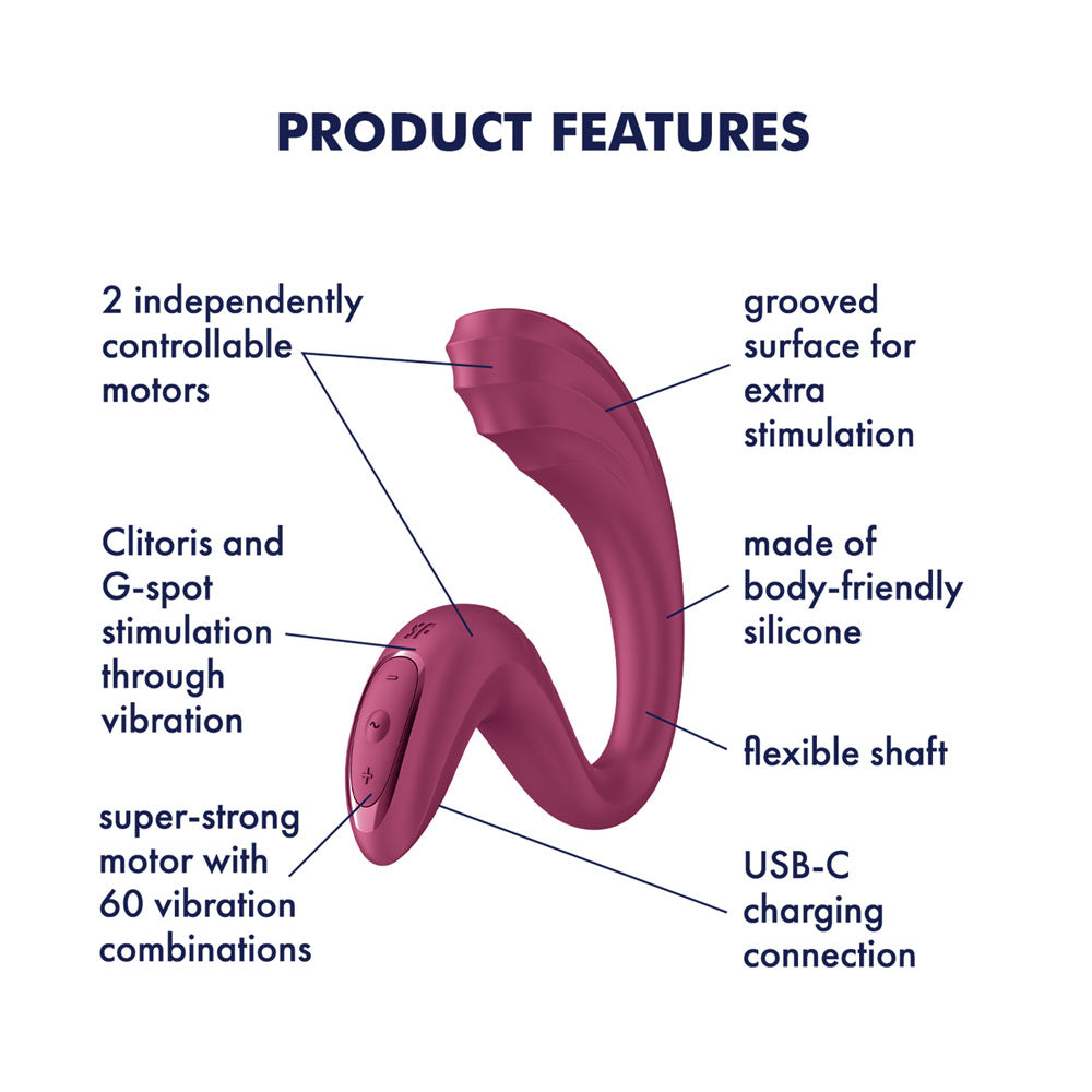 Satisfyer G For Goddess 3 - Wine Red - Wine Red 16 cm USB-C Rechargeable Vibrator with Clit Stim - 4082332