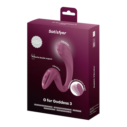 Satisfyer G For Goddess 3 - Wine Red - Wine Red 16 cm USB-C Rechargeable Vibrator with Clit Stim - 4082332
