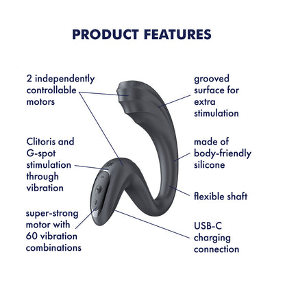 Satisfyer G For Goddess 3 - Grey - Grey 16 cm USB-C Rechargeable Vibrator with Clit Stim - 4082349