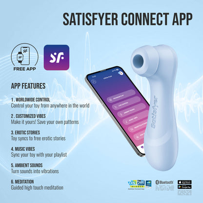 Satisfyer Pro 2 Generation 4 - Serene Blue - Blue Touch-Free USB-C Rechargeable Clitoral Stimulator with App Control - 4095400