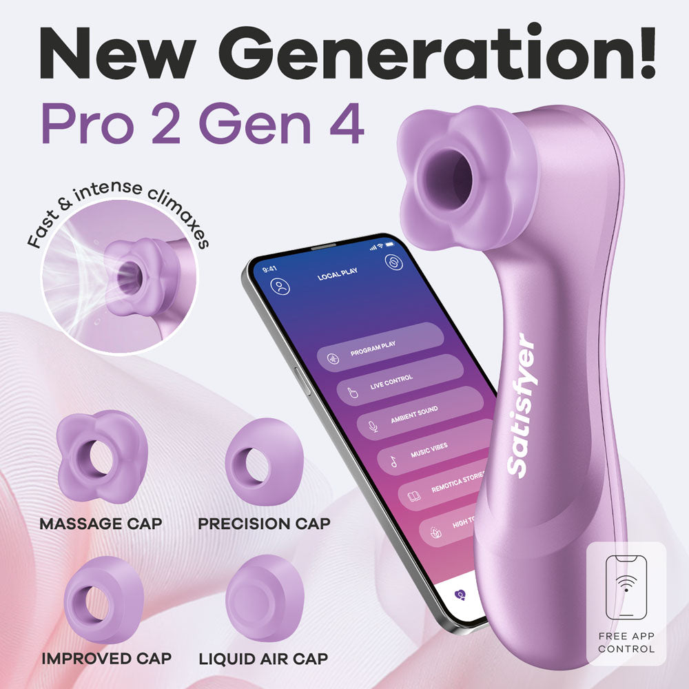 Satisfyer Pro 2 Generation 4 - Amethyst - Amethyst Touch-Free USB-C Rechargeable Clitoral Stimulator with App Control - 4095417