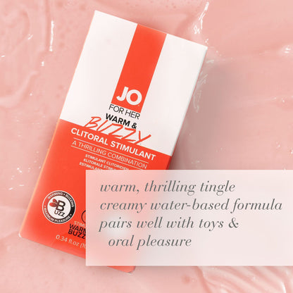JO Warm & Buzzy Clitoral Stimulant - 10 mL - Warming Clitoral Stimulation Gel - 10 ml Tube-41216