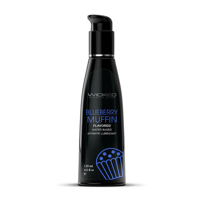Wicked Aqua Blueberry Muffin - Blueberry Muffin Flavoured Water Based Lubricant - 120 ml (4 oz) Bottle-90454