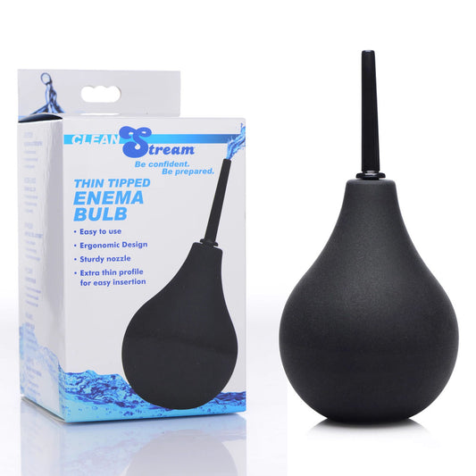 CleanStream Thin Tip Silicone Enema Bulb - Black Unisex Douche-AD653