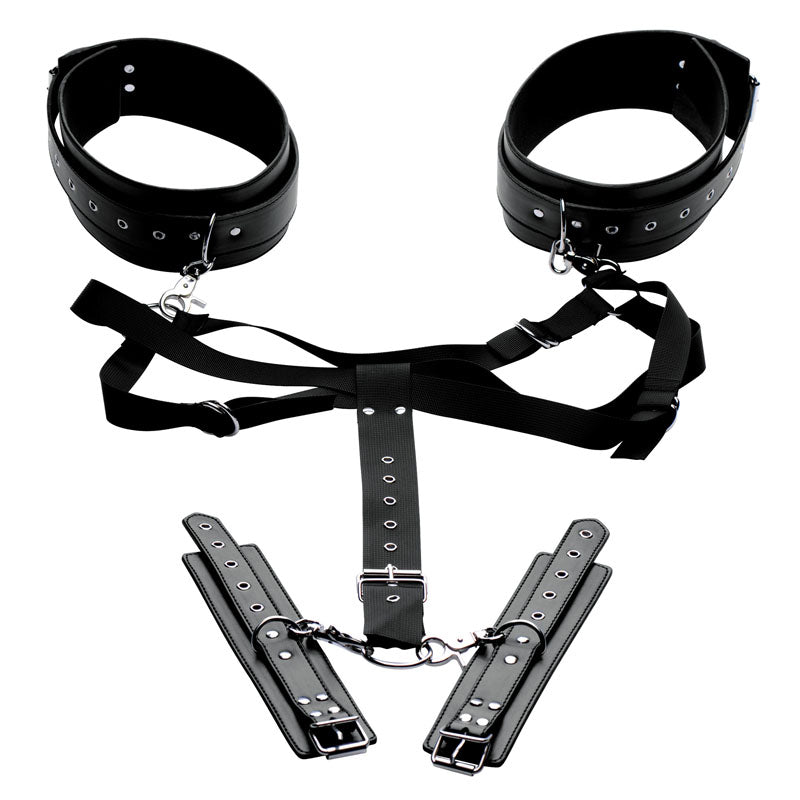Master Series Acquire Thigh Harness & Wrist Cuffs - Black Restraints-AE801