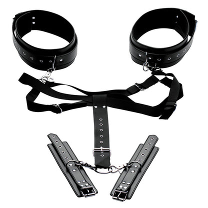 Master Series Acquire Thigh Harness & Wrist Cuffs - Black Restraints-AE801