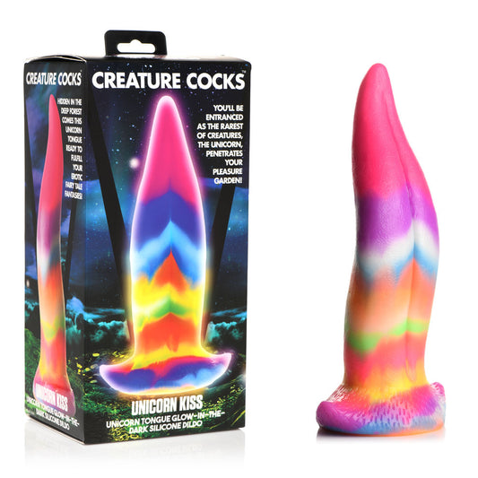 Creature Cocks Unicorn Kiss Silicone Dildo - Coloured 21.4 cm Fantasy Unicorn Tongue Dildo-AH100