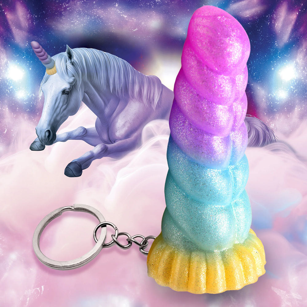 Creature Cocks Mystique Unicorn Keychain - Novelty Fantasy Dildo Keyring-AH468