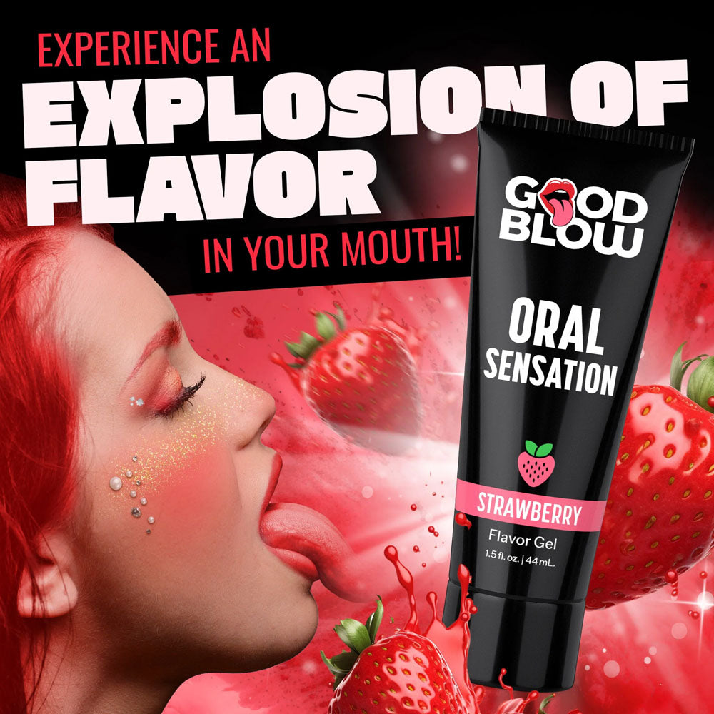 Good Blow Oral Sensation Gel - Strawberry - Strawberry Flavoured Oral Sex Gel - 44 ml Tube-AH590-STRAW