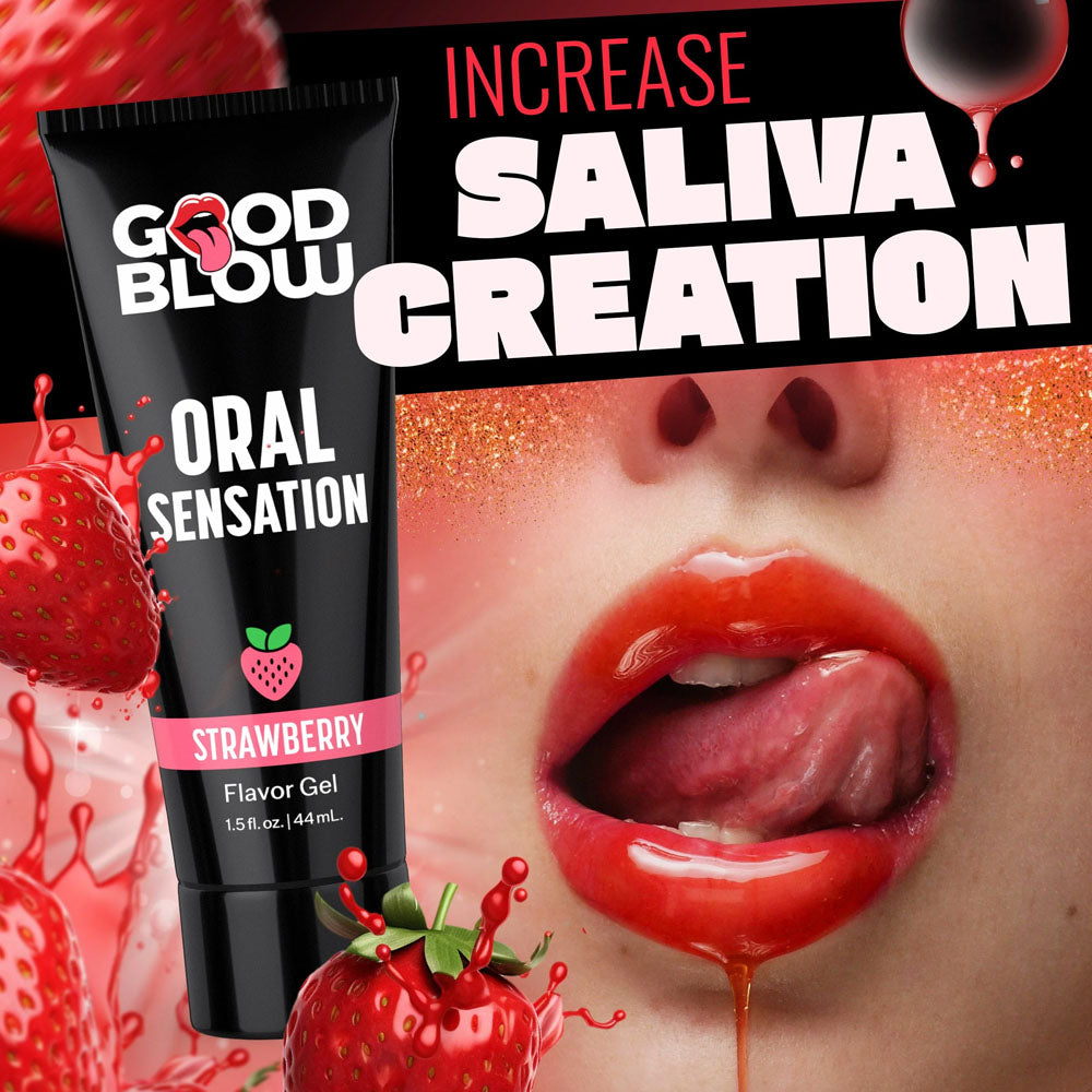 Good Blow Oral Sensation Gel - Strawberry - Strawberry Flavoured Oral Sex Gel - 44 ml Tube-AH590-STRAW