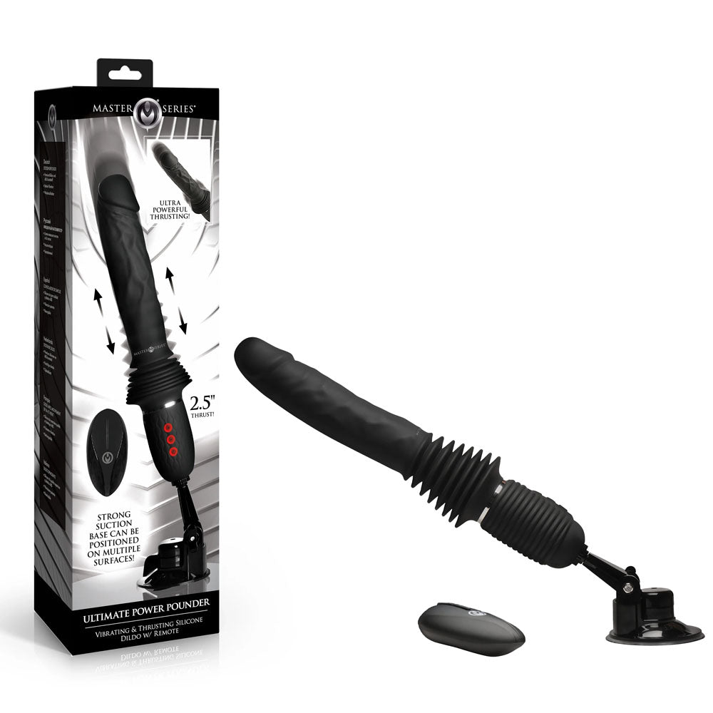 Master Series Ultimate Power Pounder - Black 30 cm USB Rechargeable Thrusting Vibrator-AH606