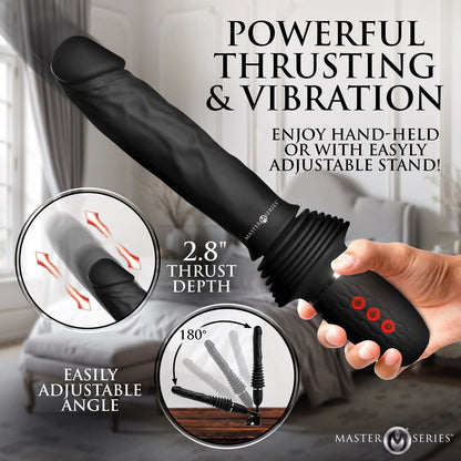 Master Series Ultimate Power Pounder - Black 30 cm USB Rechargeable Thrusting Vibrator-AH606