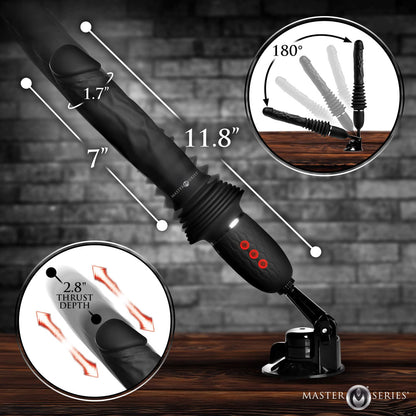 Master Series Ultimate Power Pounder - Black 30 cm USB Rechargeable Thrusting Vibrator-AH606