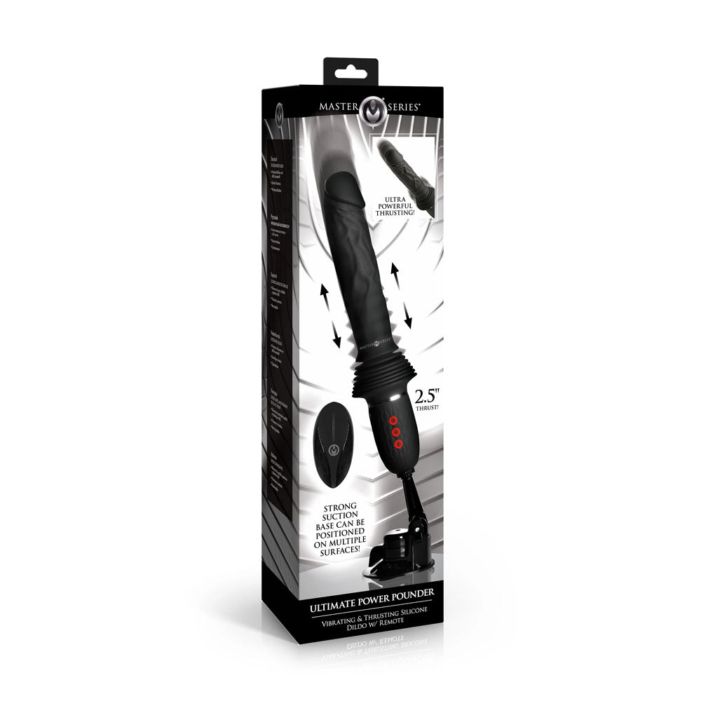 Master Series Ultimate Power Pounder - Black 30 cm USB Rechargeable Thrusting Vibrator-AH606