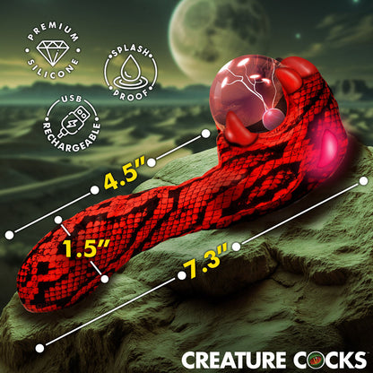 Creature Cocks Cobra - Red 18.5 cm USB Rechargeable Fantasy Vibrator with Plasma Ball-AH734
